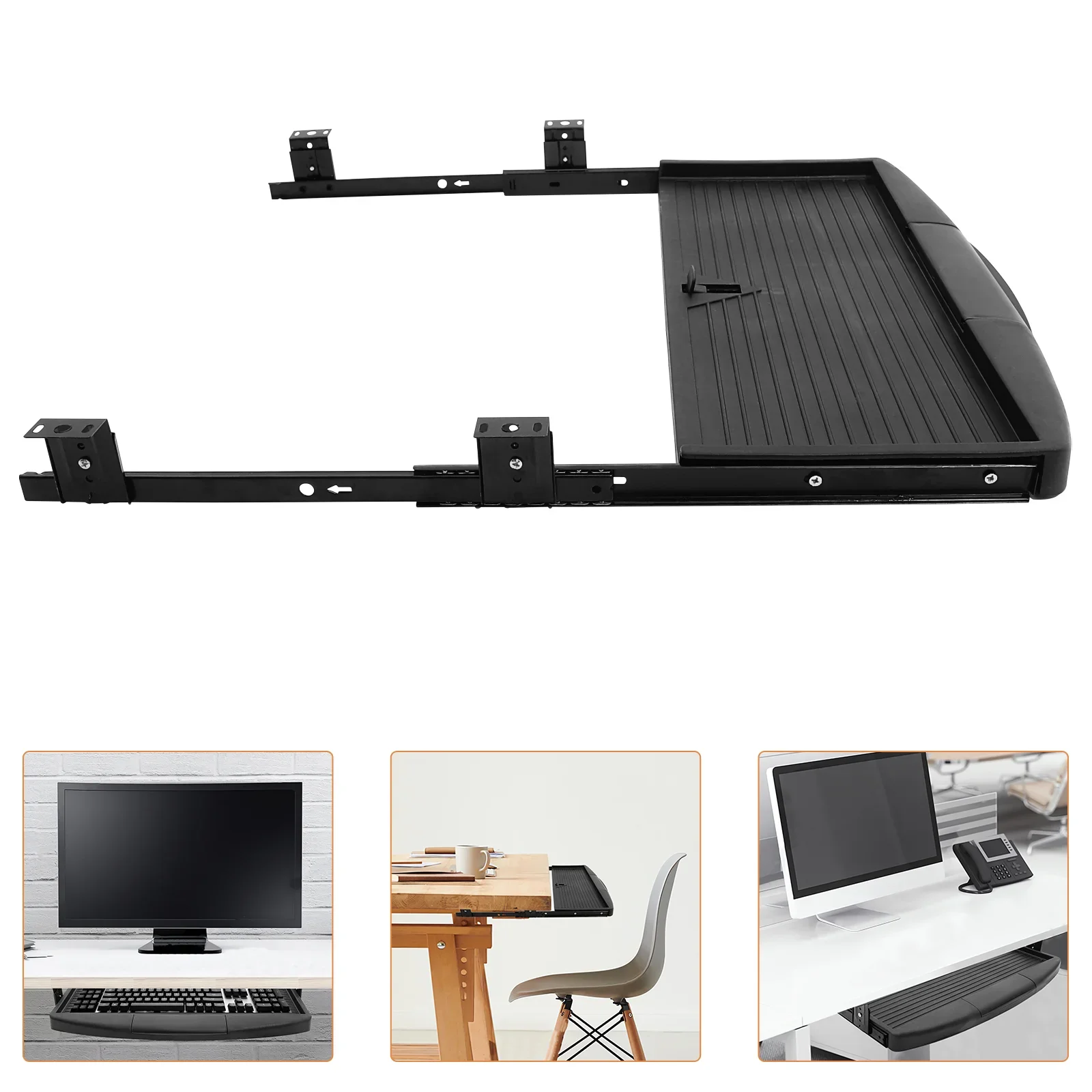 Under Desk Keyboard Tray Ergonomic Slide Out Platform for Computer Mouse and Keyboard Black