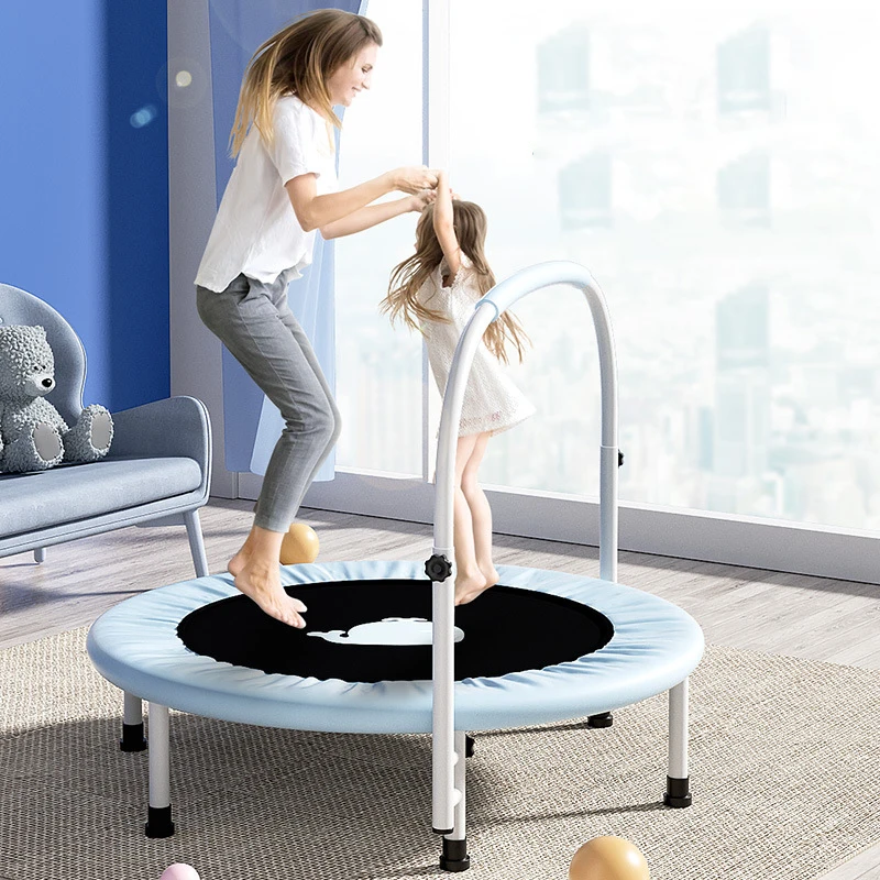 

40" Mini Trampoline for Kid Foldable Indoor Garden Toddlers Trampoline with Adjustable Handrail Bearing 150KG Home Gym Rebounder