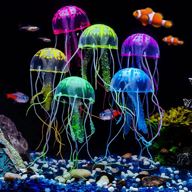 Simulated Jellyfish Fish Tank Decoration For Fish Tank Aquarium Scenery Emit Fluorescence at Night