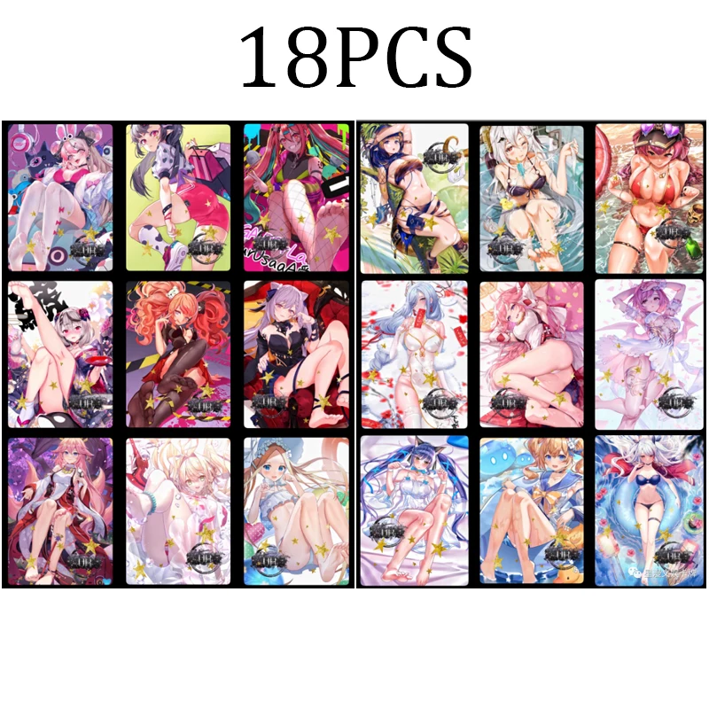 

18Pcs/set Goddess Card Shenhe Yae Miko Anime Characters Bronzing Rare Collection Flash Card Cartoon Toys Christmas Gift