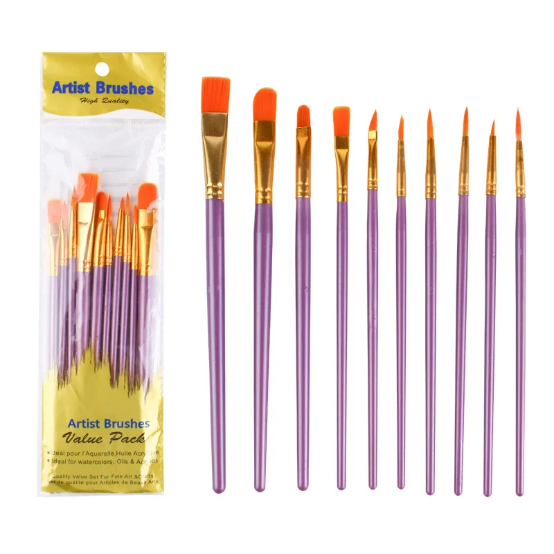 10PCS/Set Watercolor Gouache Paint Brushes Nylon Hair Painting Brush Set -  China Paint Brush, Paint Roller