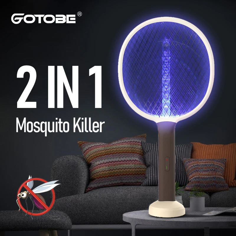 Electric Mosquito Swatter Mosquito Killer Lamp USB Rechargeable　UV Light Kill Fly Bug Zapper Killer Trap 3000V Electric Shock household mosquito killing lamp electric zapper killer lamp wall mounted and desktop mosquito trap lamp battery powered