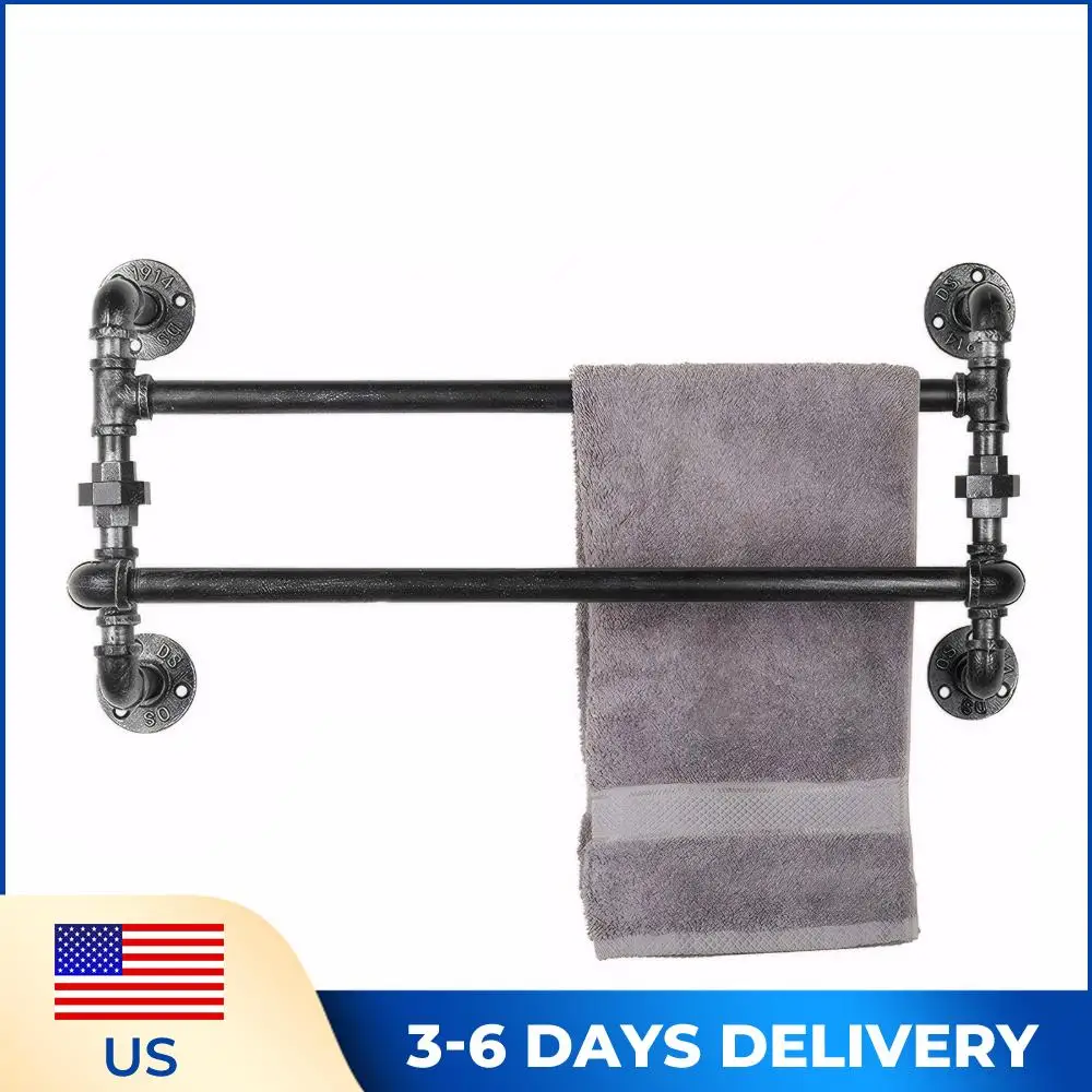 VALICLUD Industrial Towel Holder – Wall Mounted Sturdy Black Towel Ring, Space-Saving Design For Guest Bathroom Or Kitchen