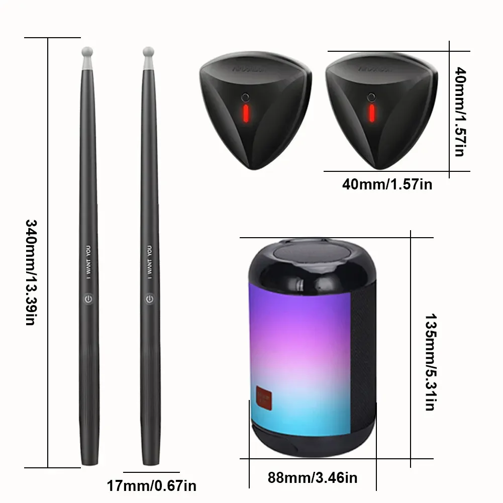 Portable Air Electronic Drum BT Electric Air Drum Set with Drumsticks Foot Pedals with 3.5 Mm Headphone Jack Pocketdrum