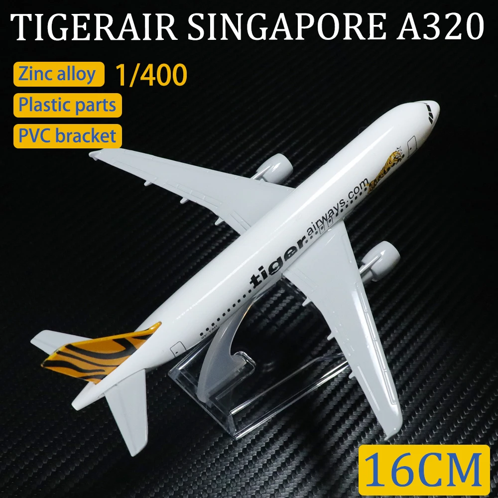 

Metal Aircraft Model 1:400 16cm Singapore Tiger Airways A320 Aircraft Model Airbus Simulation Alloy Material Children's Toys