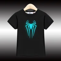 3-14T New Boys Summer Shirt Nightglow Spider Design Tops Children's Short Sleeved T-shirt 1