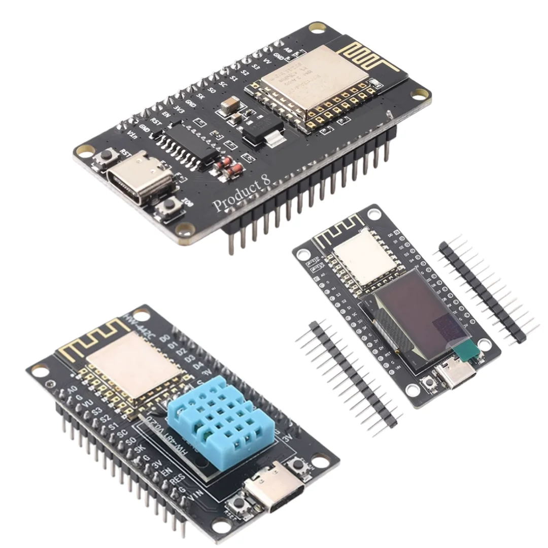 ESP8266 Serielles WIFI-Modul, CP2102/CH340, NodeMCU, Lua V3 IoT-Entwicklungsboard Ausgestattet mit 0,96-Zoll-Bildschirm / DHT11-Modul