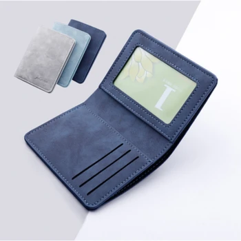 Portafoglio moda uomo/donna Porta carte d'identità /carta di credito Portafoglio per uomo Porta carte multicarta Portafoglio piccolo due pieghe Portamonete nero/grigio 1