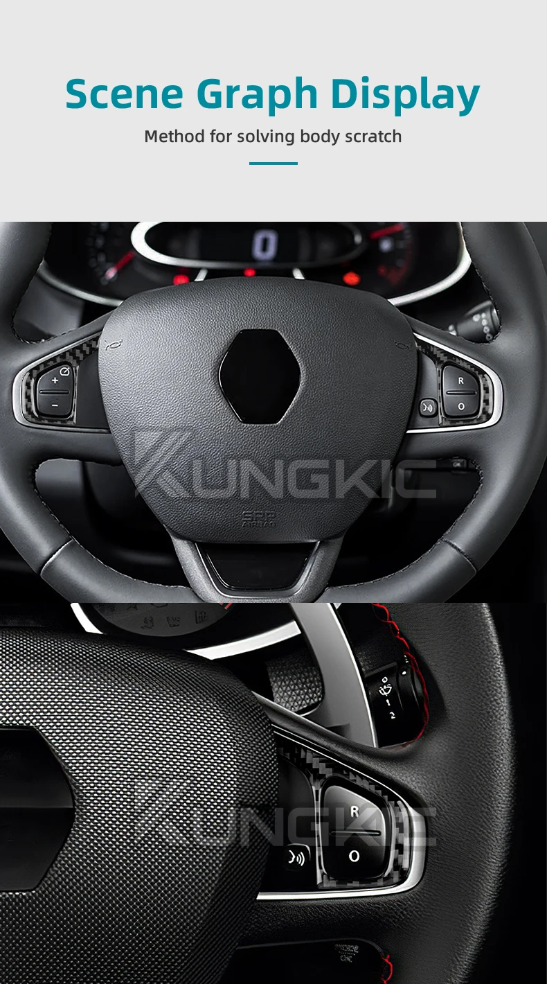 Real Soft Carbon Fiber Aufkleber für Renault Clio 4 Mk4 IV 2013 2014 2015 2016 2017 2018 LHD RHD Auto Lenkrad Taste Rahmen Panel – Detail 9