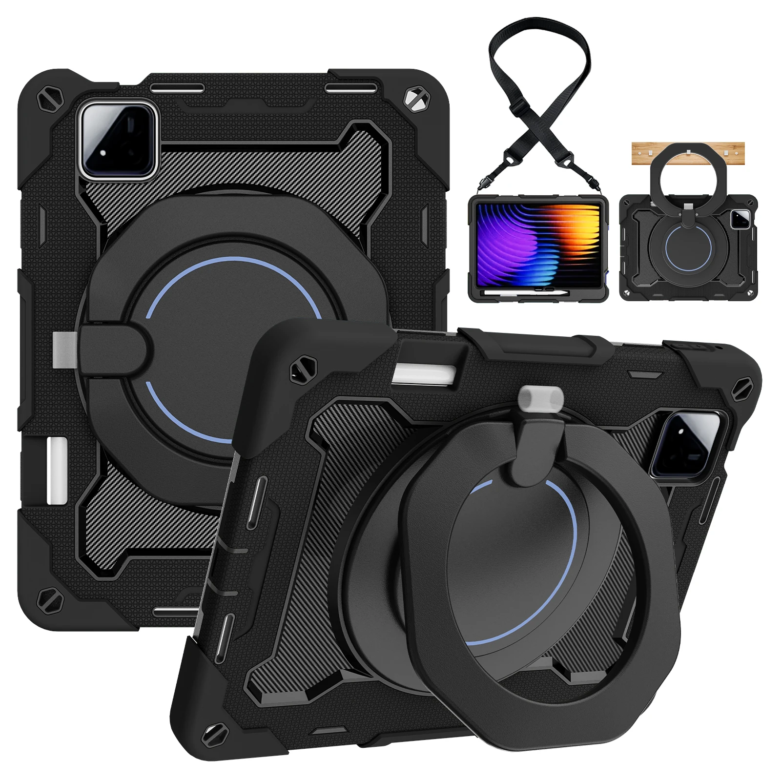 Ultimate 360 Rotatable Heavy Duty Tablet Stand Case with Handle Grip and 3-Layer Shockproof Armor