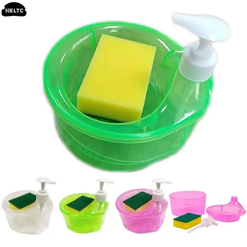 

Kitchen Detergent Automatic Liquid Dispenser Manual Sink Dishwashing Soap Dispenser Press Soap Dispenser Box With ScrubberHolder