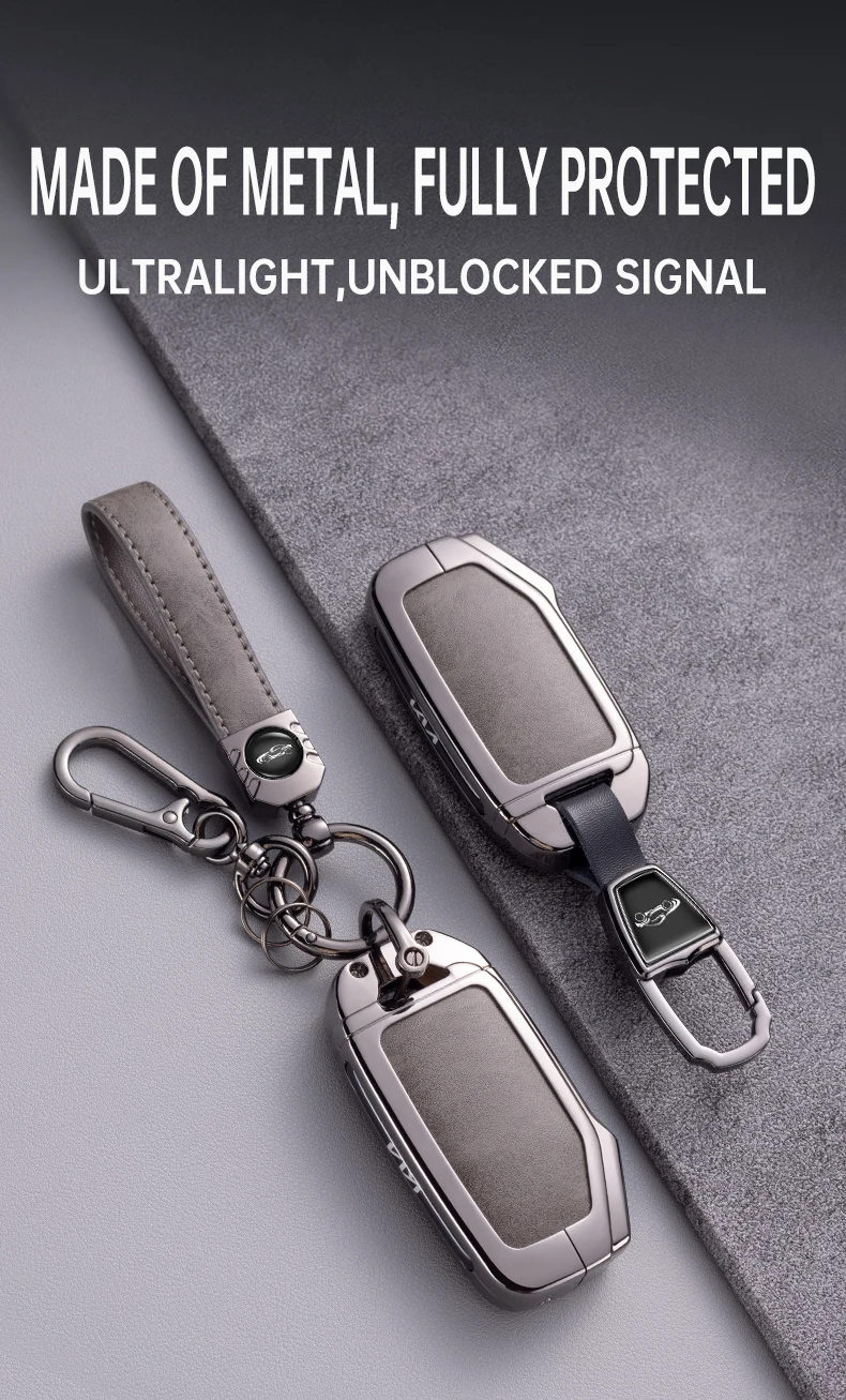 Auto Zink-legierung Schlüssel Fall Abdeckung Halter Kette Für KIA K5 Sorento MQ4 Sportage Seltos Ceed Niro EV Telluride Cerato Soul Proceed – Detail 1