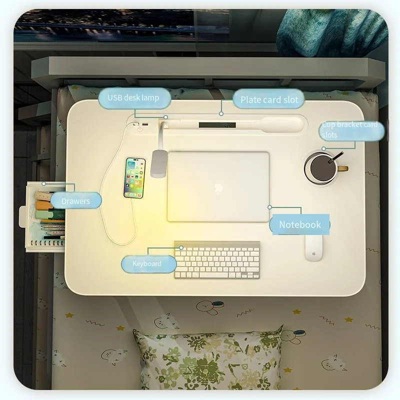 Laptop Desk for Bed Lap Desk with LED Ligh, Laptop Bed Tray Table, Foldable Lap Tablet Table with Storage Drawer
