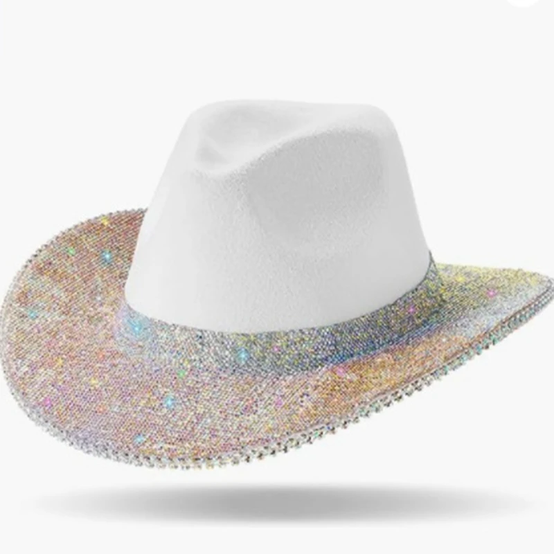 

Cowboy Hat Wide Brim Encrusted Rhinestones for Club Carnivals Stage Shows