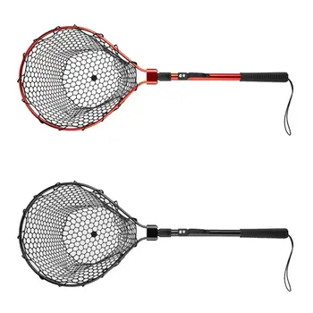 Telescoping Fishing Landing Net Folding Fishing Net With Handle Portable Silicone Mesh Fish Hand Net Fishing Gear Accessorie 4