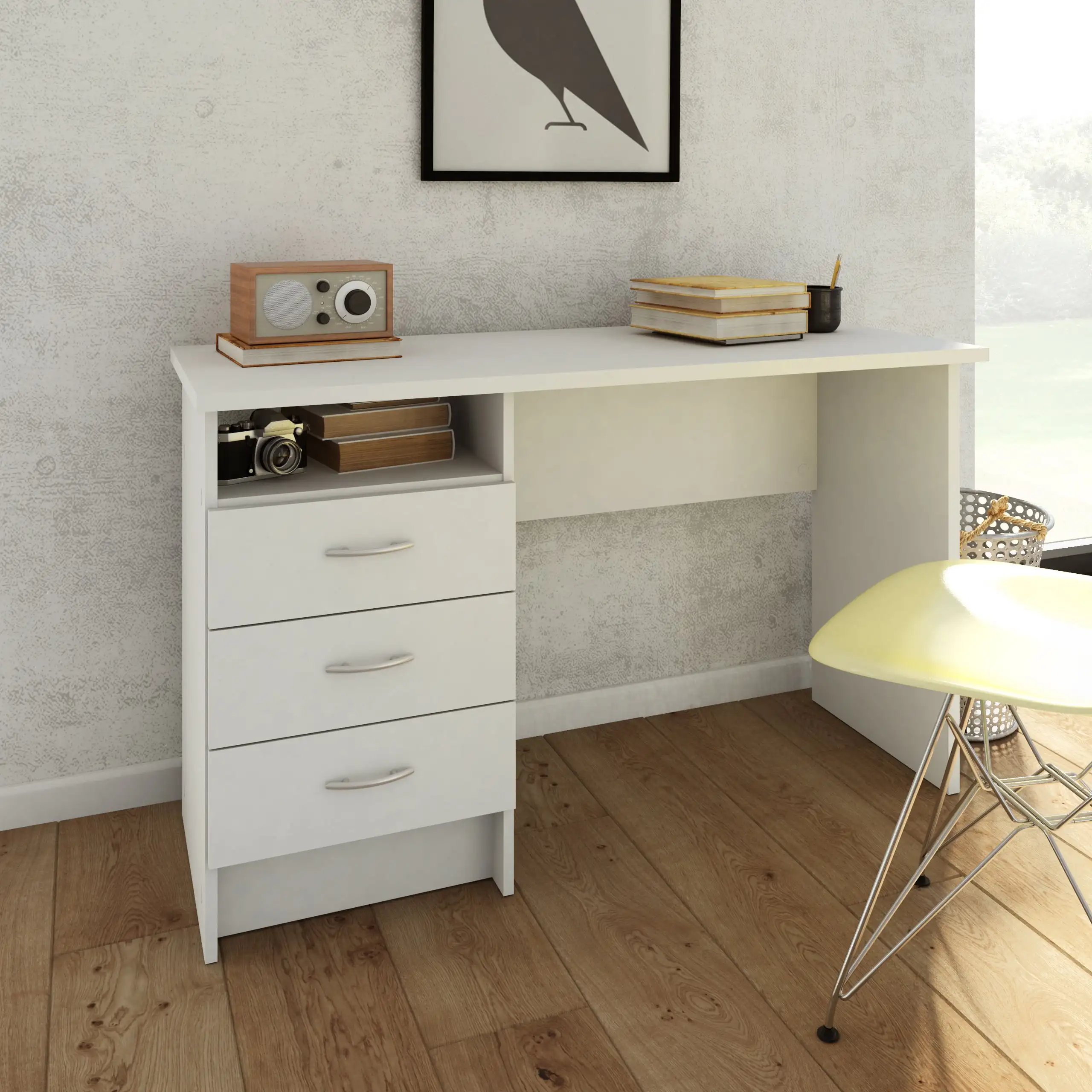 

Whitman Desk with 3 Drawers, White