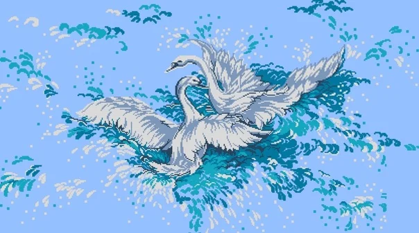 

swan lake, two swans 86-53 DIY Cross Stitch Kit Aida 14CT 14CT Canvas Fabric Embroidery Set Living Room Decor