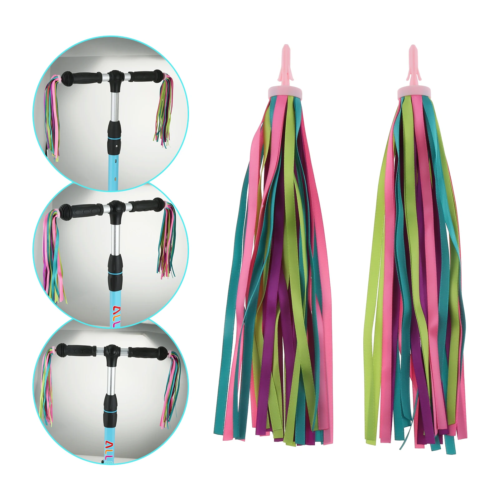YMWALK 1 Pair Kid's Bike Tassles Scooter Handlebar Streamers,Kids Bike Accessories Colorful Rainbow Bicycle Grips Tassel Ribbons For Girls Boys Scooter's/tricycle's/bike's Handlebars