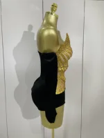 Women Shiny Golden Sequins Sexy Strapless Bodysuit With Gloves Celebrity Elegant Evening Party Birthday Dresses Stage Costume - Image 4