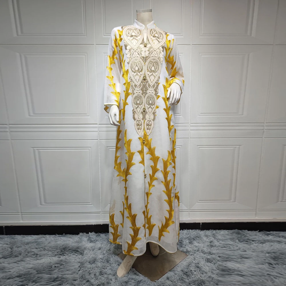 MD 2023 Islamic Clothes For Women Muslim Dubai Abaya Luxury Wedding Party Evening Gown Floral Embroidery Boho Maxi Dress Bubu