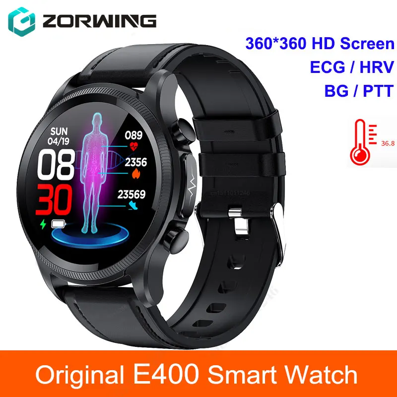 

E400 Cardiac Blood Glucose High End Smart Watch Temperature ECG Monitoring Men Women SmartWatch Health Chest Patch Heart Rate