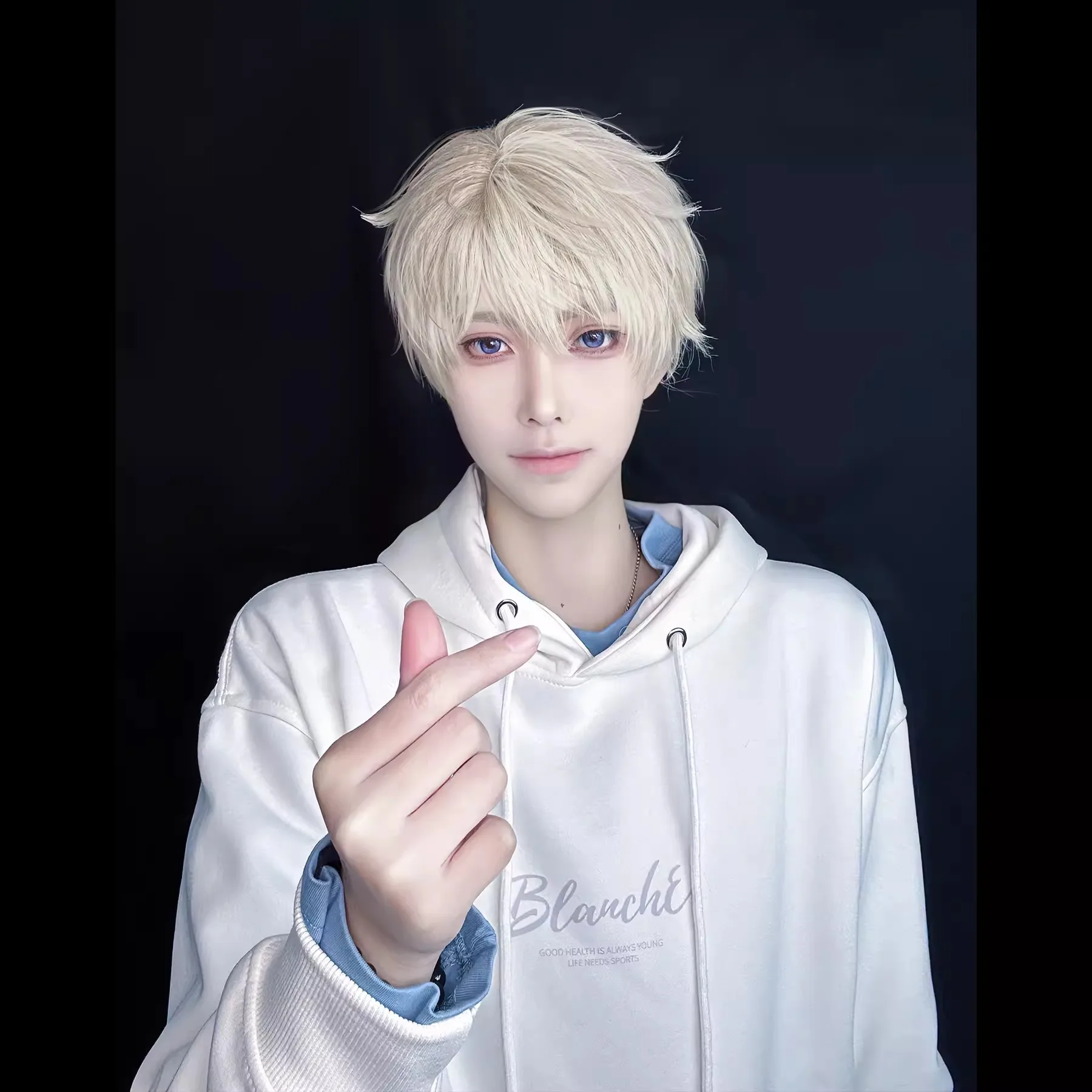 Game Love and Deepspace Xavier Seiya Cosplay Wig Casual Hoodie Sweater Short Light Hair Anime Costume 5