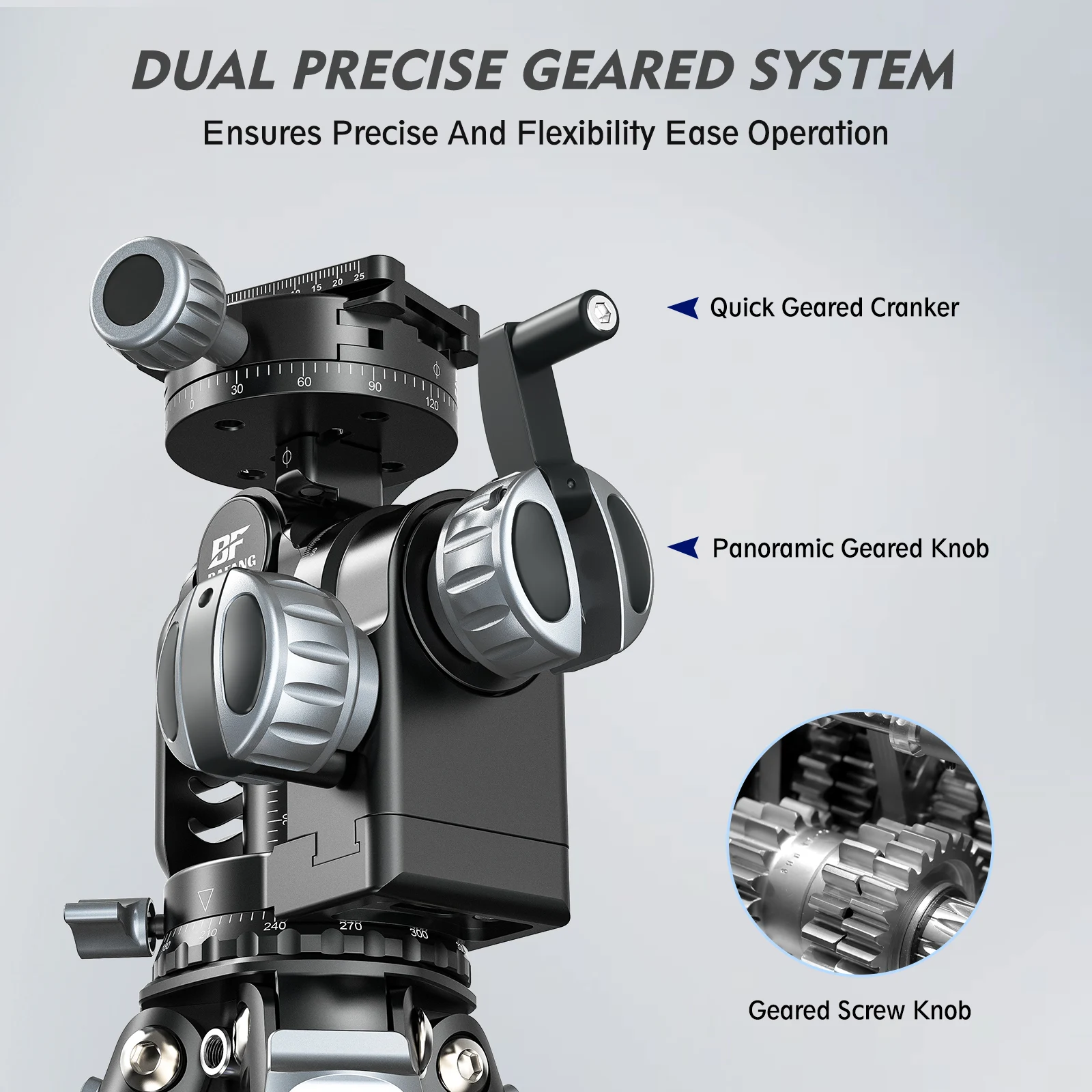 BAFANG 매크로 기어 헤드, 정밀 조정 SLR 사진, 파노라마, 고품질, 전문 알루미늄 합금 리프팅 삼각대 헤드