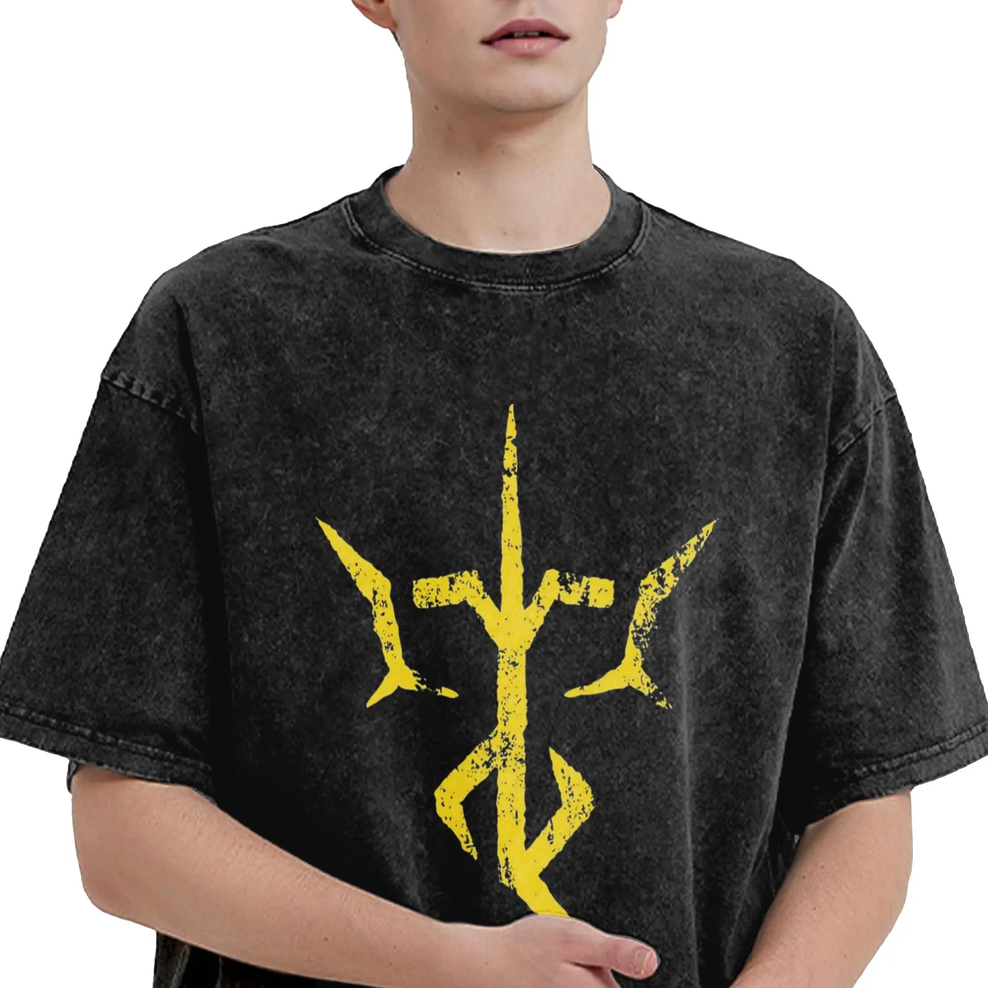 Yellow Washed Streetwear Cotton T-Shirt - Men's Summer Trending Tee, Custom DIY Oversized Top