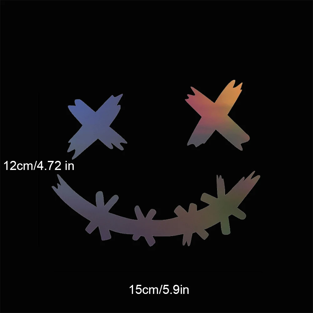 Reflective Stickers Waterproof for Motorcycle Helmet Demon Smiling Face Auto Body Car Laser