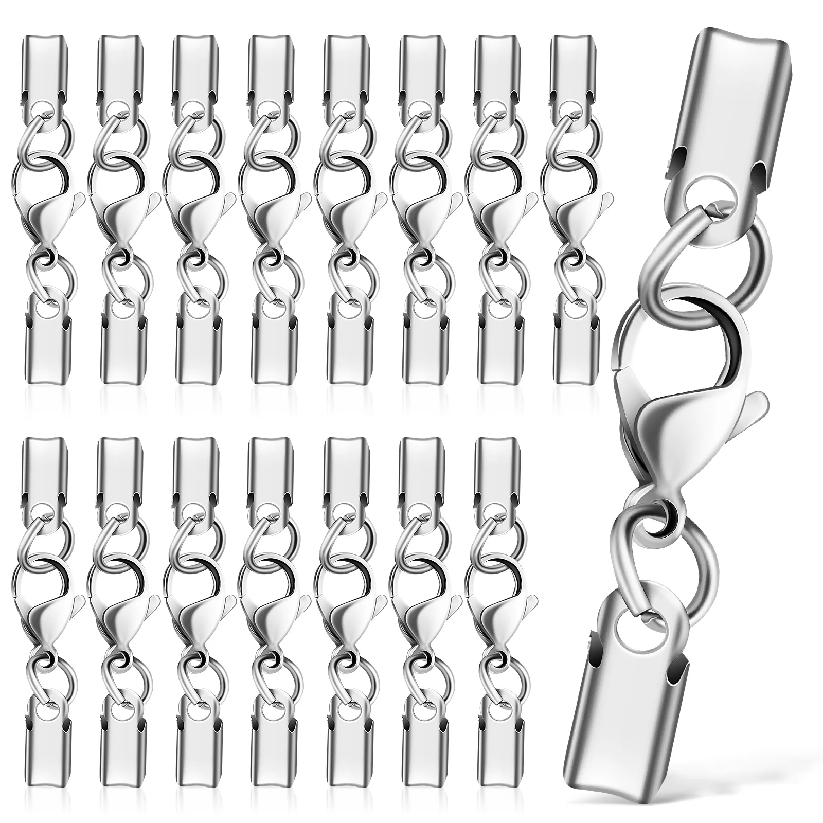 

40 Pcs Stainless Steel Lobster Claw Jewelry Clamps Necklace Metal Clasps for Jewellery Craft Accessories Connectors Clips