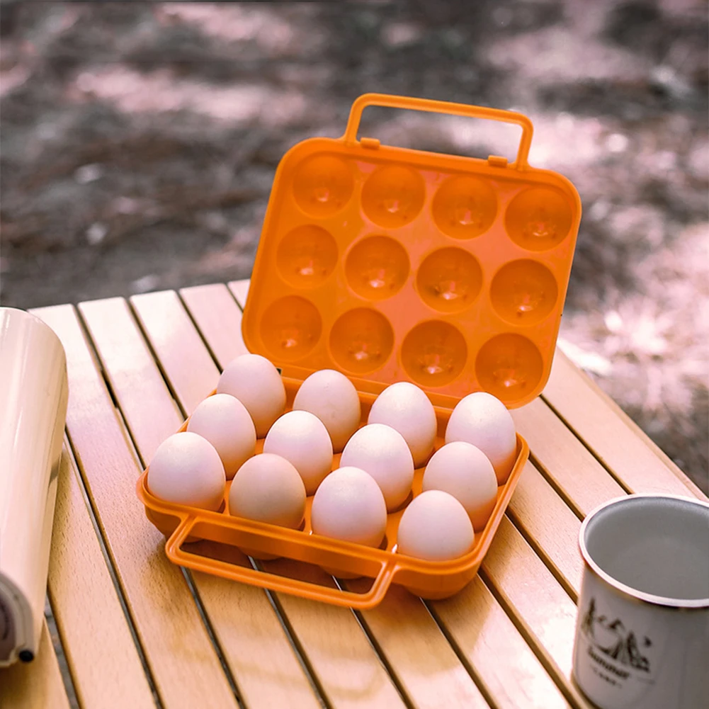 12 Grid Egg Container Portable Outdoor Eggs Carrier Protection Box Plastic with Handle Shockproof for Picnic Hiking Travel