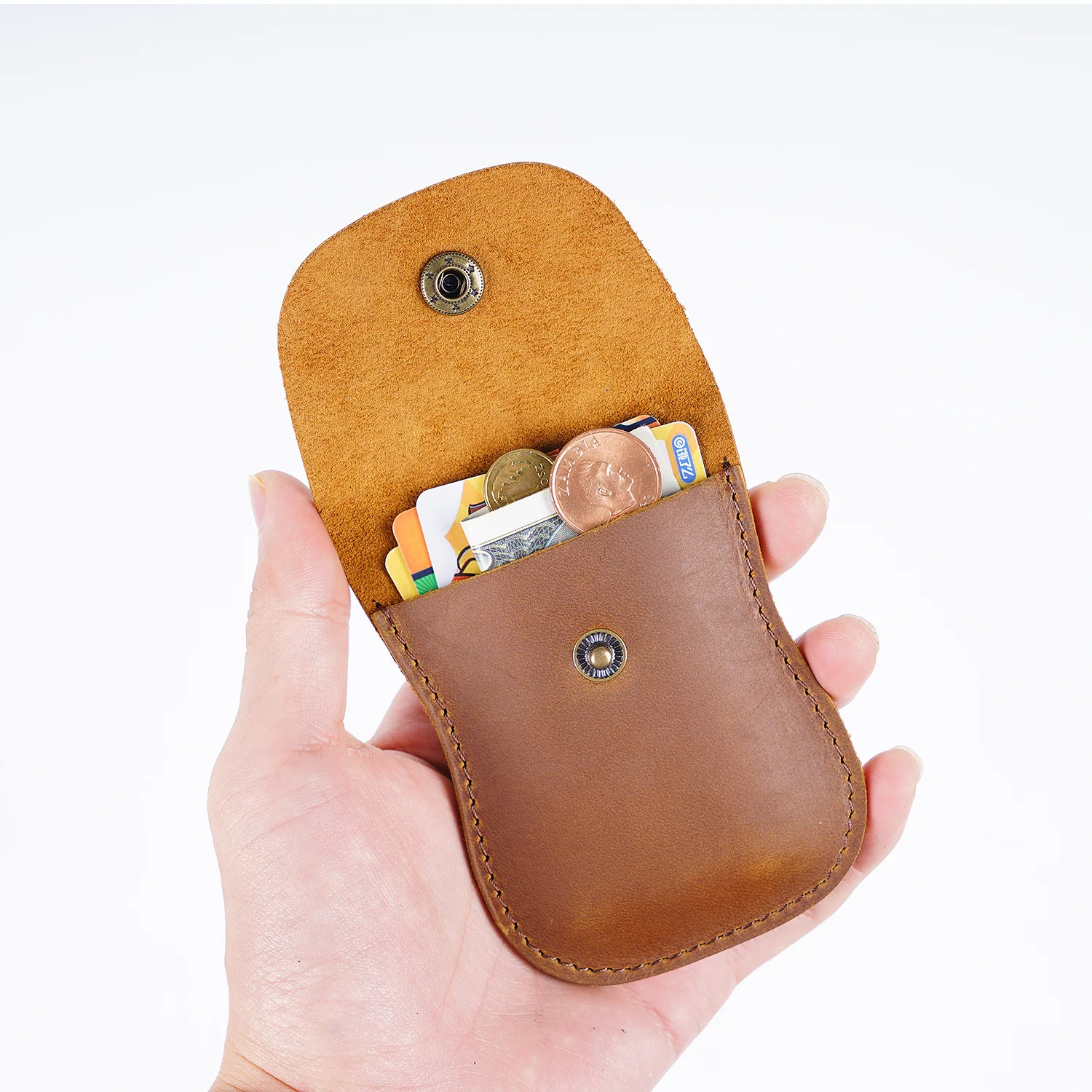 Handmade Men Coin Purse Cowhide Coin Card Purse Retro Change Wallet Mini Bag coin purse coin wallet
