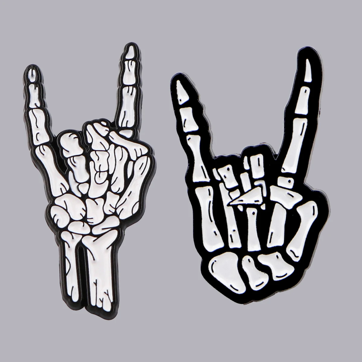 Punk Schädel Finger Emaille Pin Skelett Hand Vintage Broschen Revers Rucksack Abzeichen Gothic Schmuck Weihnachten Halloween Geschenke