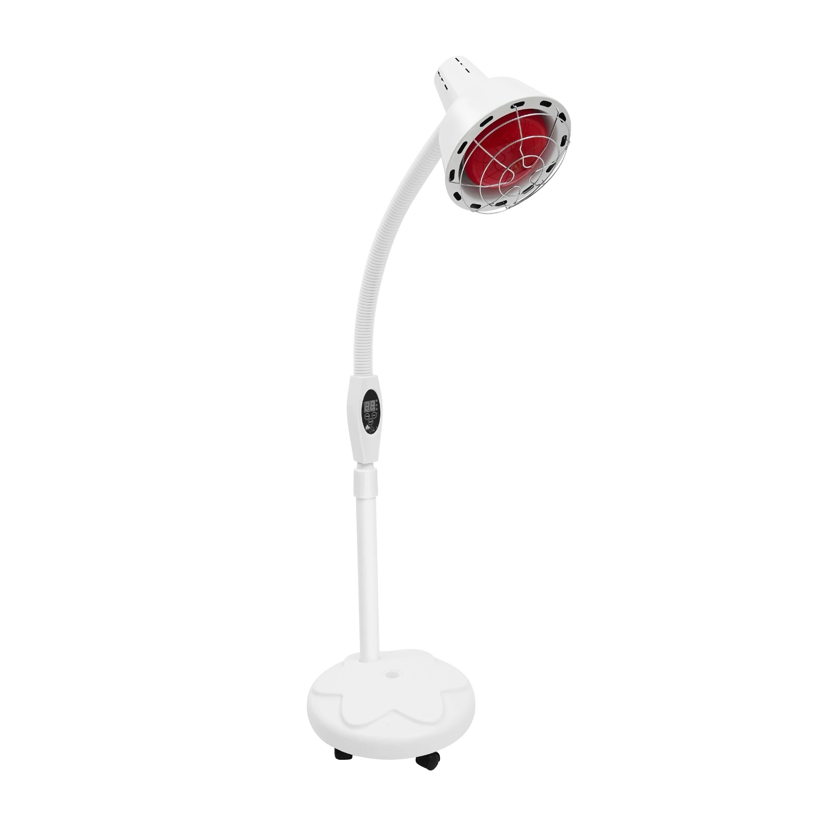 Begoniape Infraroodlamp, 275 W, rood licht, verstelbare warmtelamp met timer en wielen, infraroodlicht, warmtelamp voor pijnverlichting, opbergvak, tien temperatuurniveaus