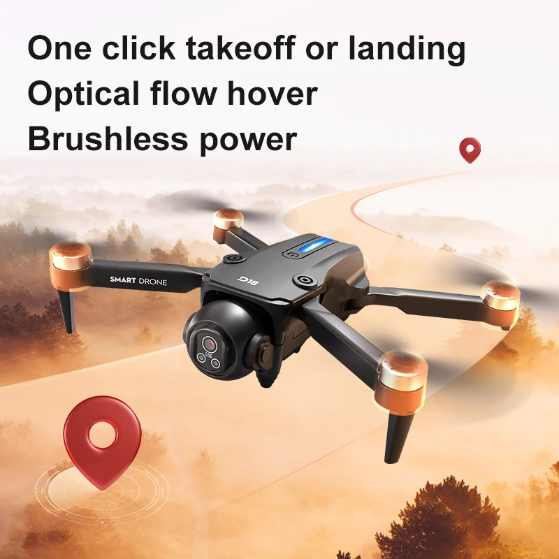 Drone Mini D18 8K avec écran, moteur brushless, évitement obstacles