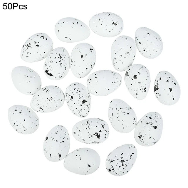 20/50Pcs Foam Easter Eggs Happy Easter Decorations Painted Bird Pigeon Eggs DIY Craft Kids Gift Favor Home Decor Easter Party 50pcs-White