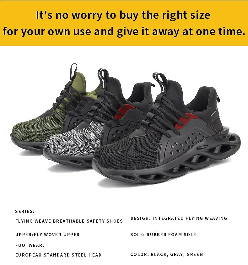 Fashion Sports Shoes Waterproof Work Boots, Safety Shoes with Steel Bicycles, Anti-perforation Safety Protection Shoes