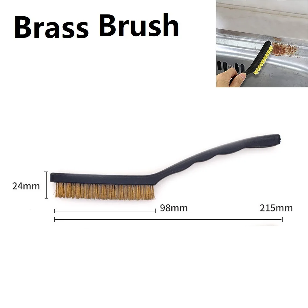 1pc 9Inch Wire Brush Steel Brass Nylon Clean Polished Metal Rust Proof Tool Steel Brass Cleaning Polish Grinder Metal Rust Brush