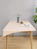 Solid Color PU Fabric Table Cover Fixable Elastic Tablecloth Waterproof Round Square Table Cloth Custom Table Protector 1