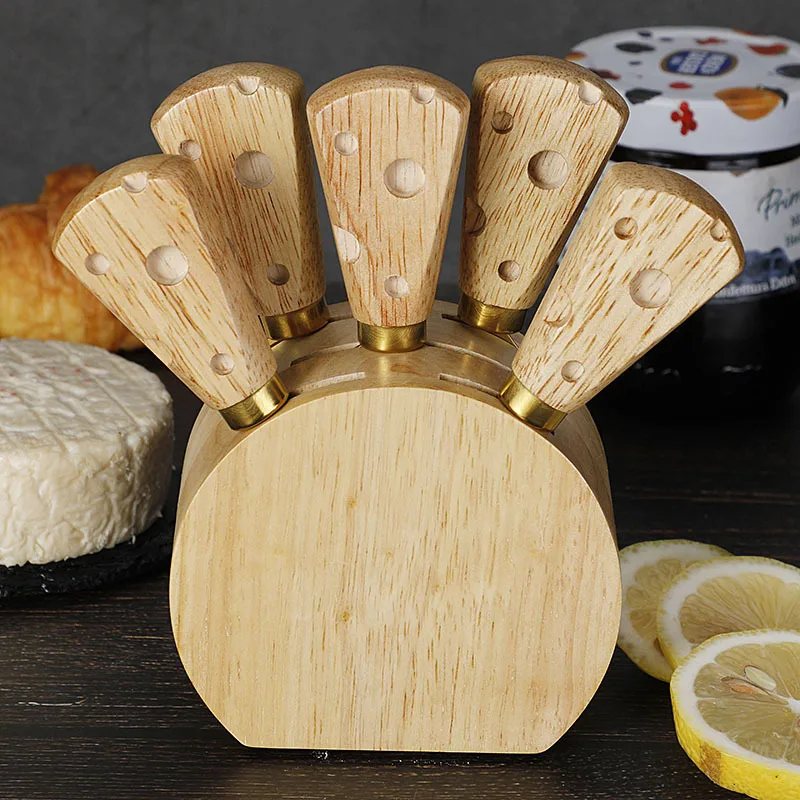 6 Piece Cheese Knives Set with Holder Mini Steel Stainless Cheese Knife Set for Charcuterie Cheese Slicerand Butter Cutter