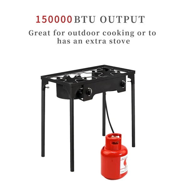  长方形 双眼四脚 150000BTU 燃气猛火炉 N001-27