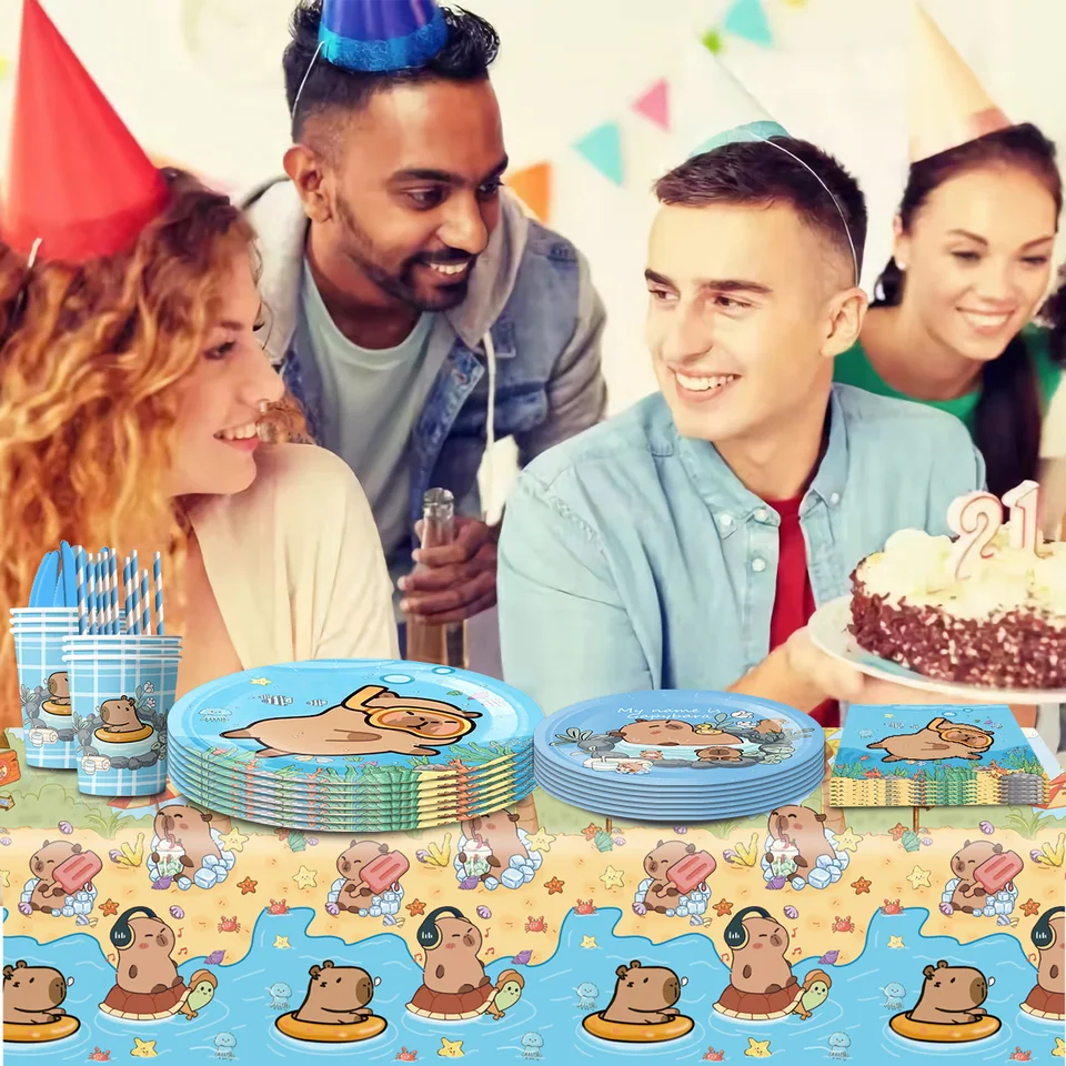 Juego De Vajilla De Cumpleaños Infantil - 61 Piezas, Platos, Vasos, Servilletas Y Mantel Temático Bluey
