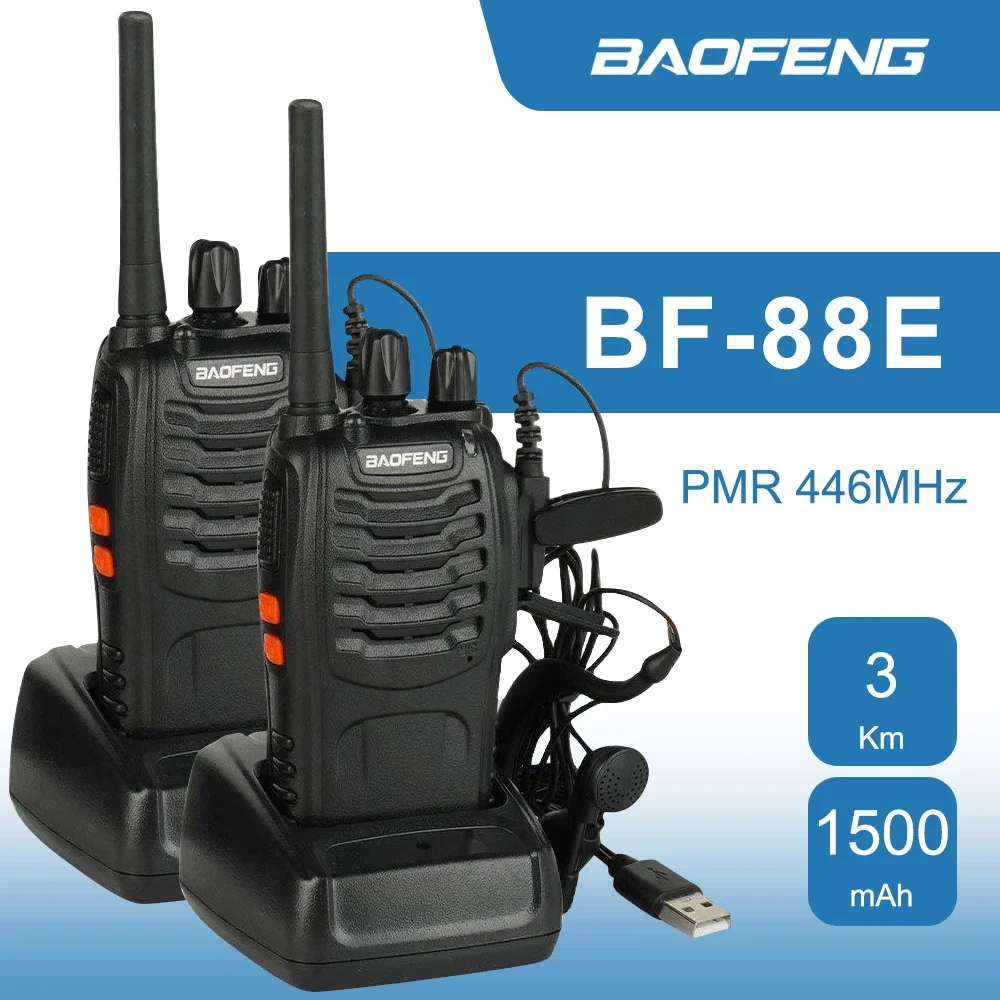 Baofeng 2Pcs BF-88E PMR446MHz двухсторонний радиоприемник 1500mAh PMR Radio Handheld 0,5 W Walkie Talkie с наушником