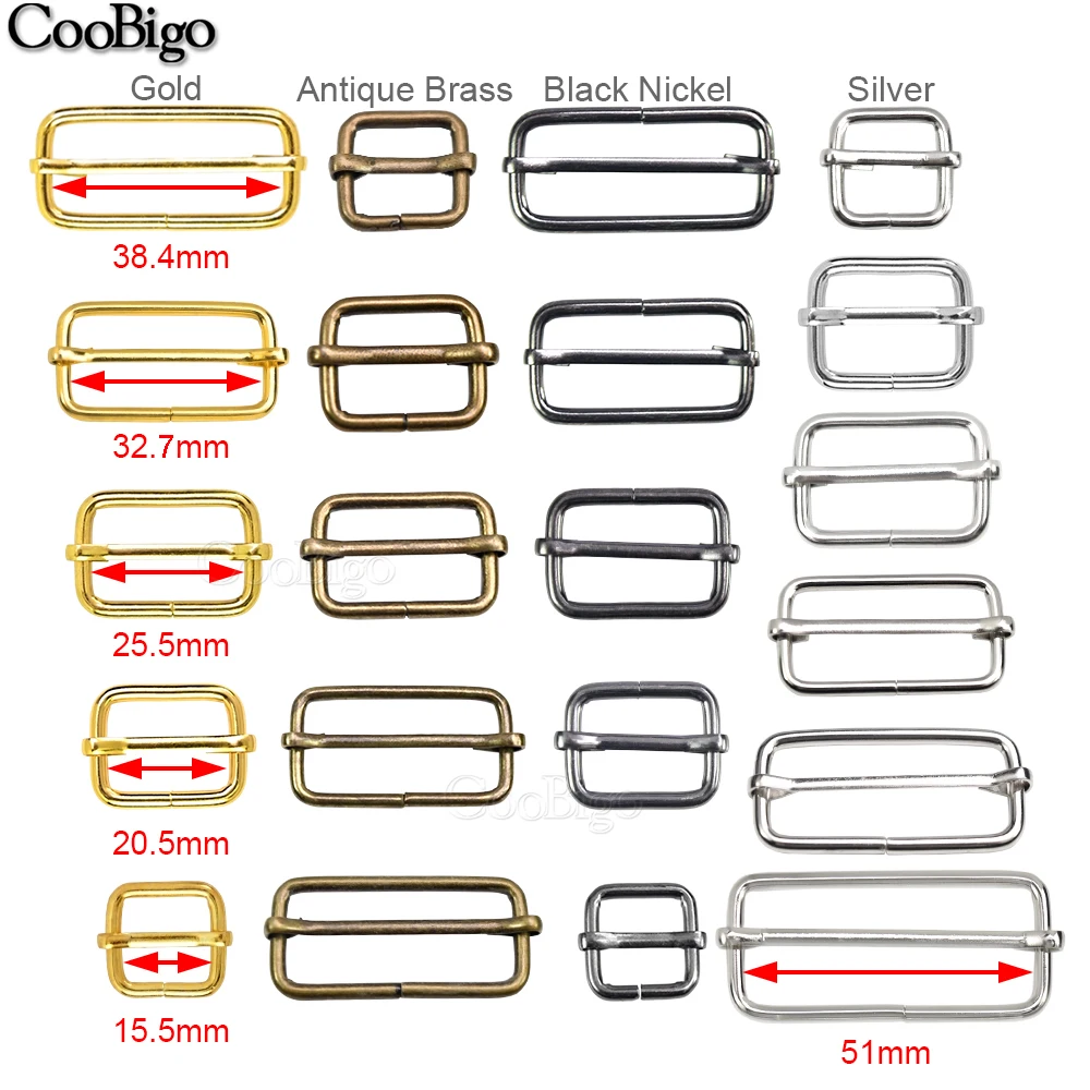 Metal Webbing Slider 10pcs Triglide Slides Rectangle Adjustable Strap Pin Buckle for Belt Bags Luggage DIY Craft Accessories