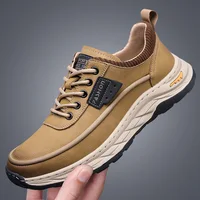 Men's Casual Leather Shoes Autumn Winter New Style Lightweight Travel Friendly Slip-On Versatile Fashionable Sports-Inspired