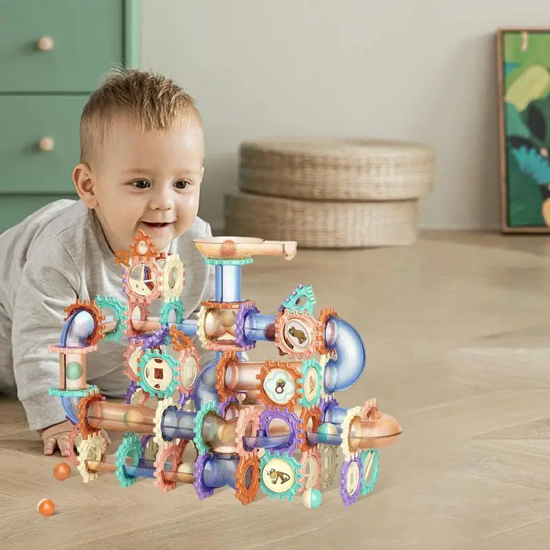 Marble Building Blocks Construction Building Blocks Toys Marble Track Race Set Gift For Boys And Girls Develop Brain And