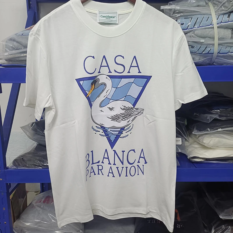 

23SS Spring New Casablanca Letter Printing Logo Black T Shirt High Quality Men Women Oversized T Shirt