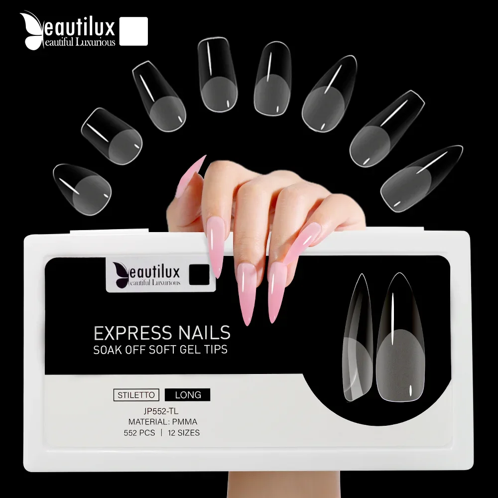 Beautilux Express Nails 552pcs/box Oval Stiletto Almond Square Coffin French False Fake Soak Off Gel Nail Tips American Capsule - AliExpress 66
