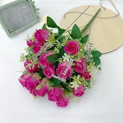 Silk Rose Artificial Flower Bouquet for Weddings and Events - 52cm Elegant Floral Arrangement and Home Decor Accessory (Hot pink)