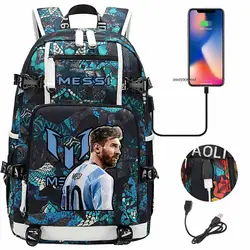 Messi Camouflage Backpack Laptop USB youth student School Bags Women Men Casual Large Capacity Backpack Traveling Mochilas